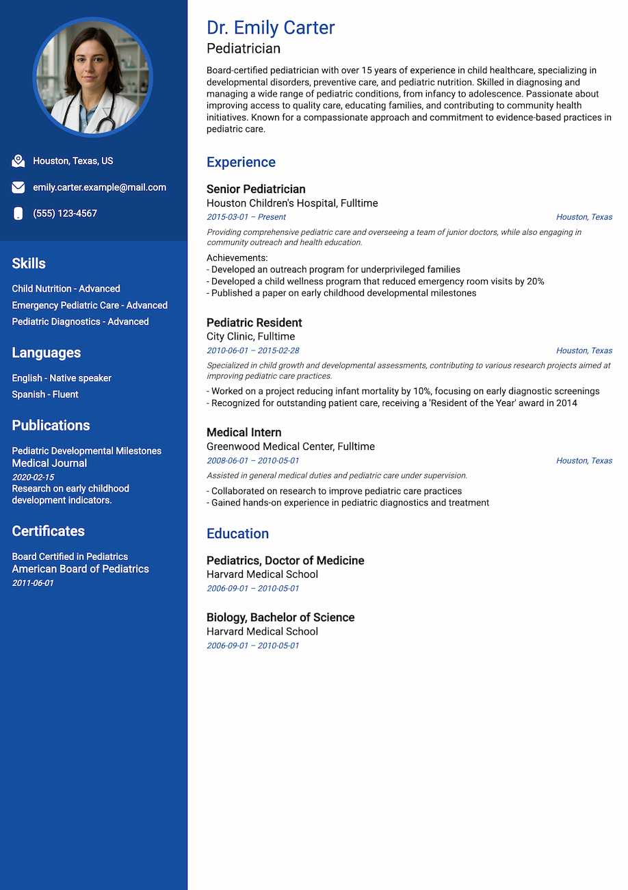 Preview of CV for doctor